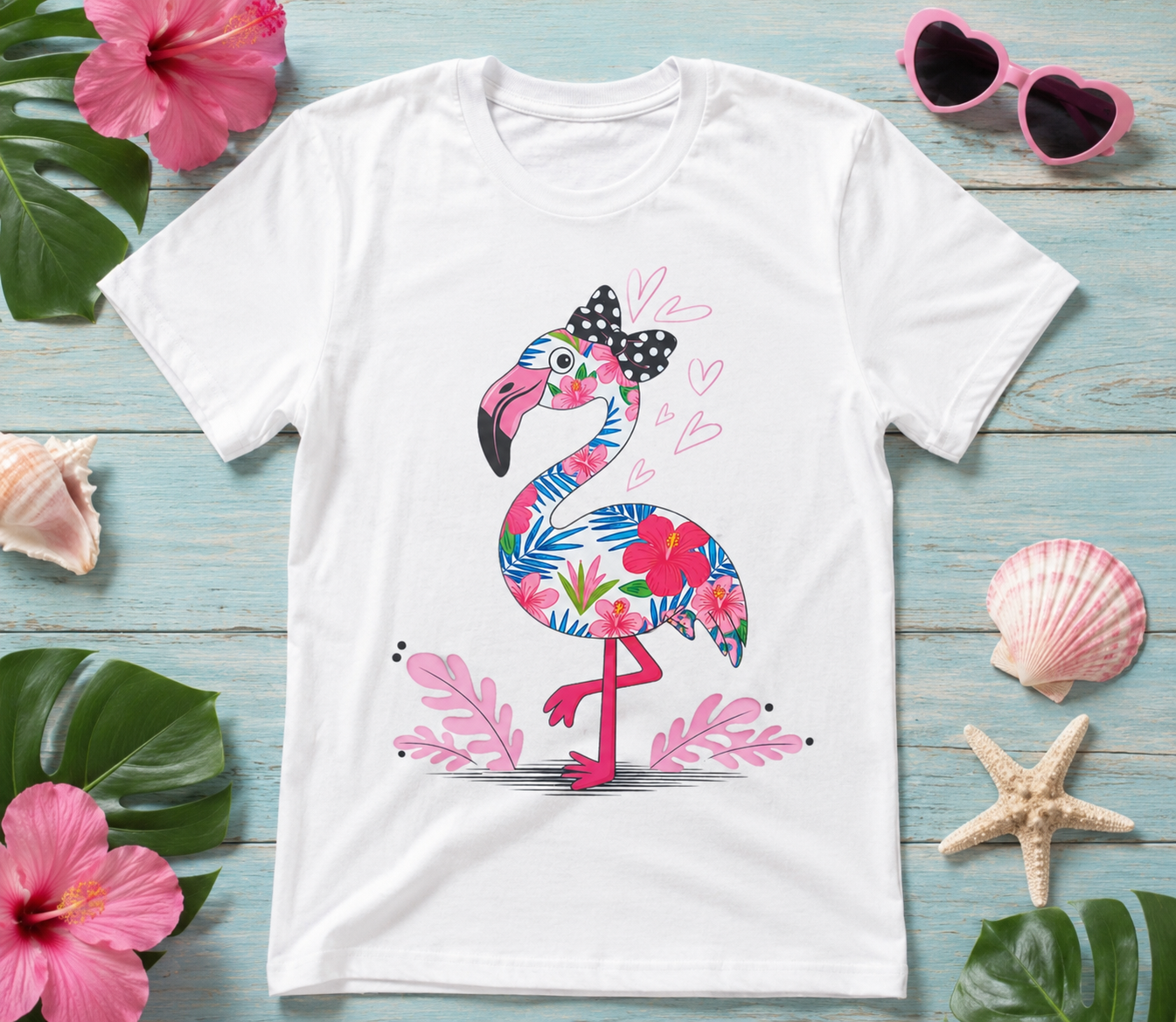 Cute Flamingo Graphic Tee – Tropical Beach Shirt