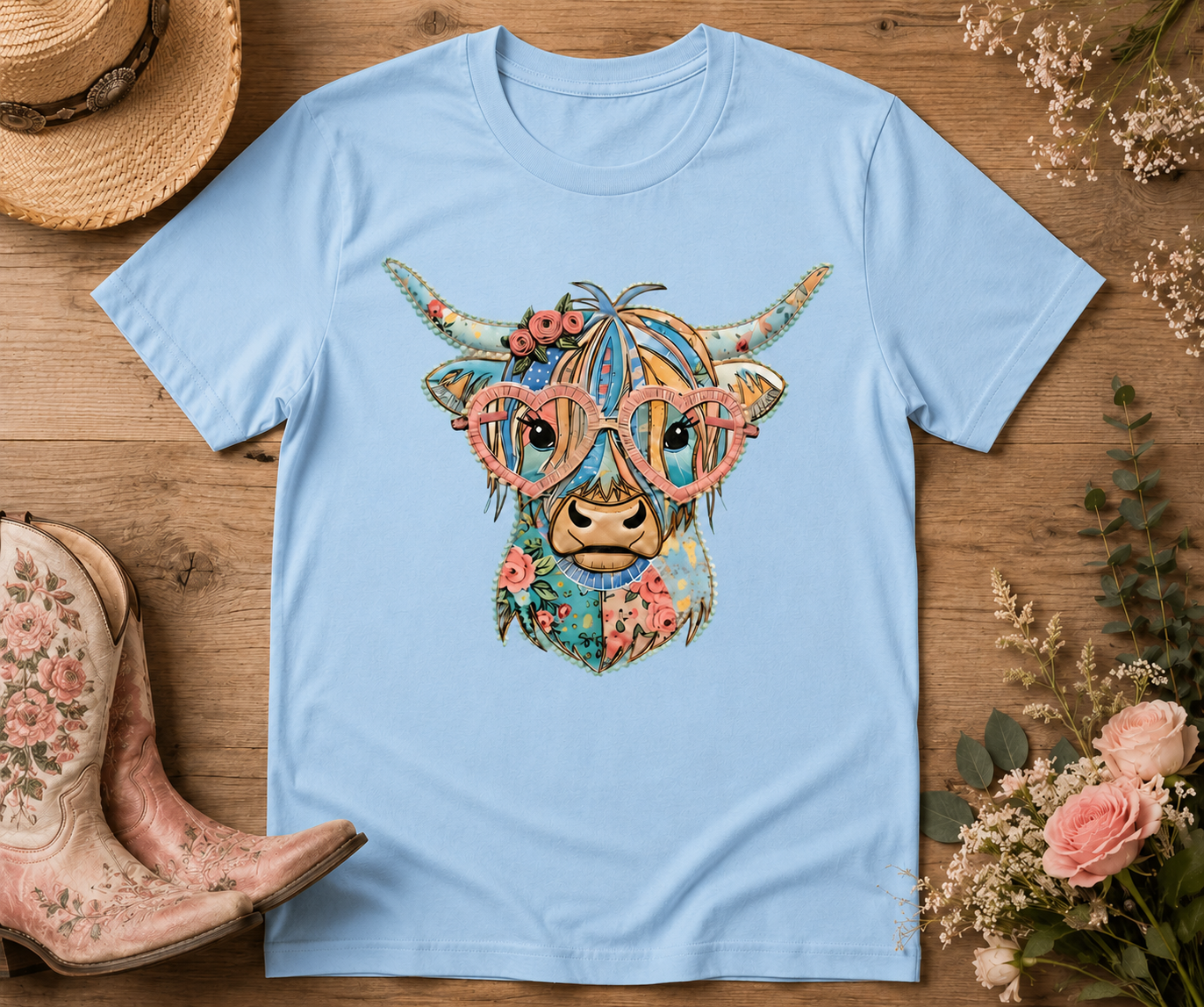 Cute Highland Cow Graphic Tee – Floral Shirt