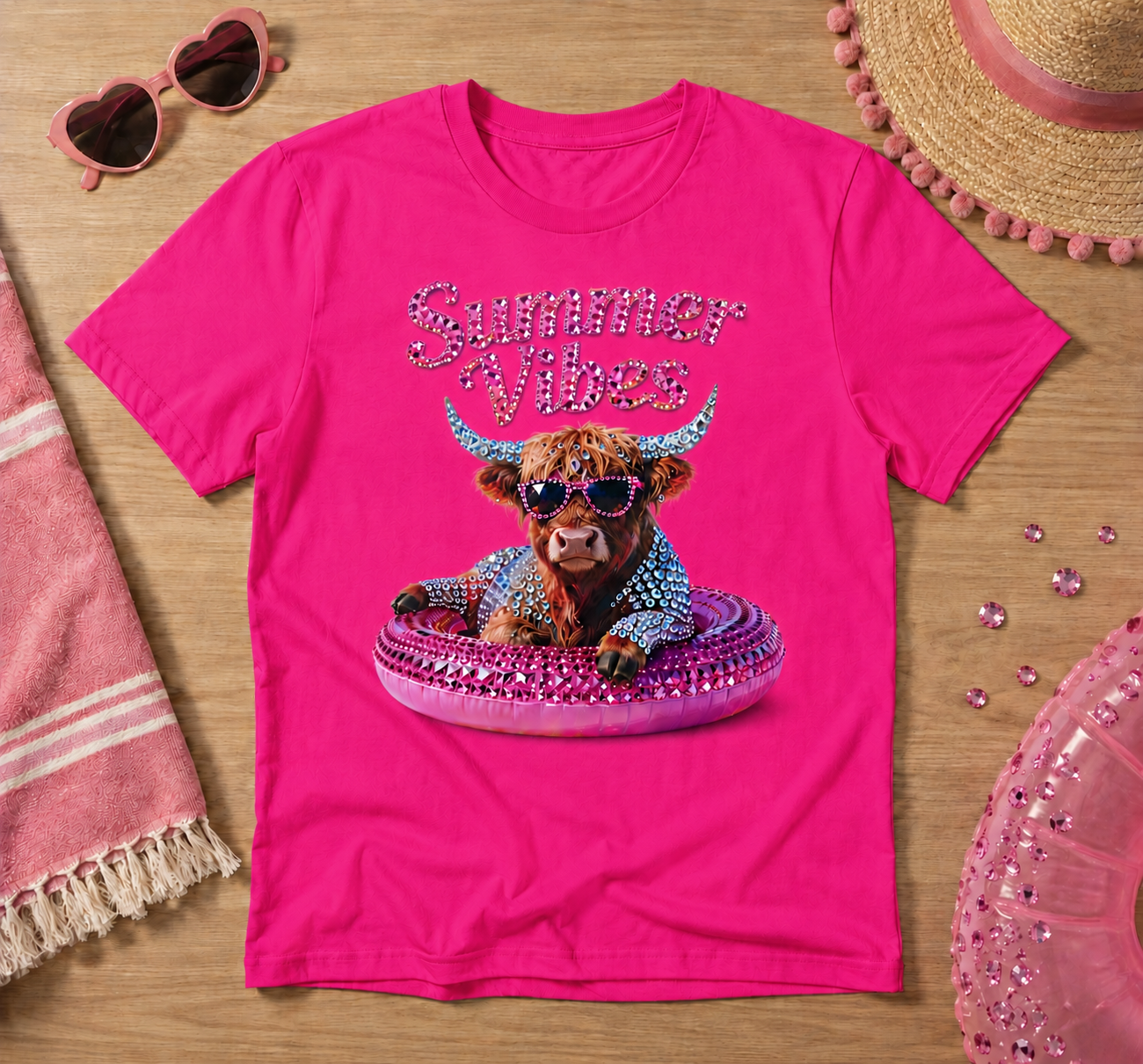 Summer Vibes Highland Cow Shirt – Cute Pink Western Graphic Tee