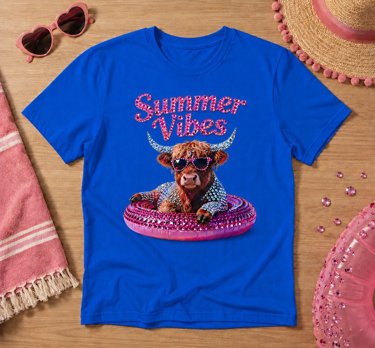 Summer Vibes Highland Cow Shirt – Cute Pink Western Graphic Tee