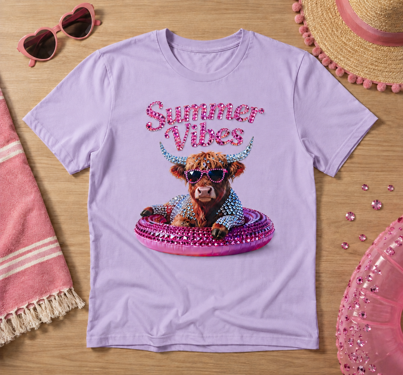 Summer Vibes Highland Cow Shirt – Cute Pink Western Graphic Tee