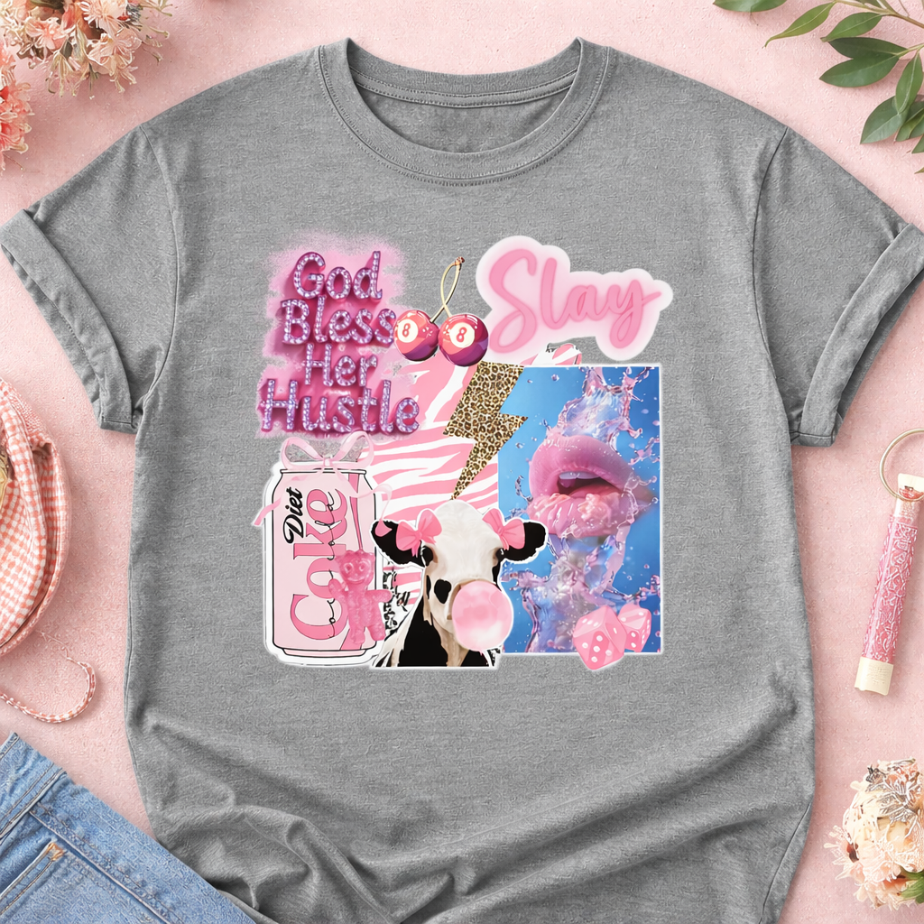 God Bless Her Hustle Slay Shirt | Graphic Tee Trendy Western Cowgirl Pop Art Design