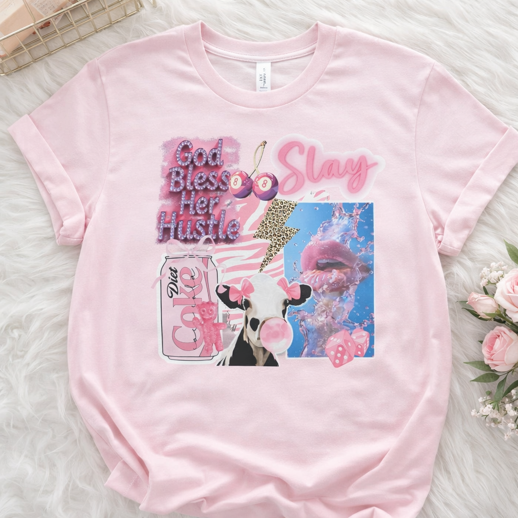God Bless Her Hustle Slay Shirt | Graphic Tee Trendy Western Cowgirl Pop Art Design