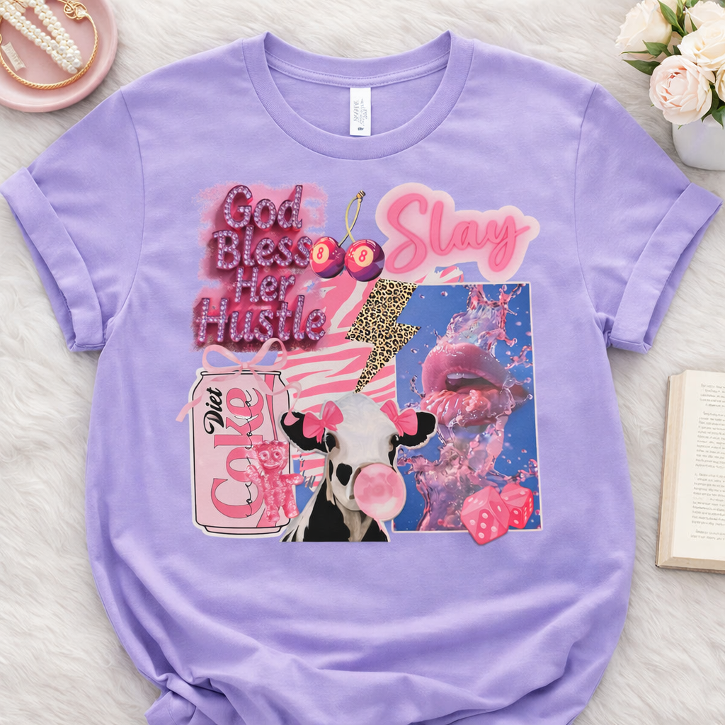 God Bless Her Hustle Slay Shirt | Graphic Tee Trendy Western Cowgirl Pop Art Design