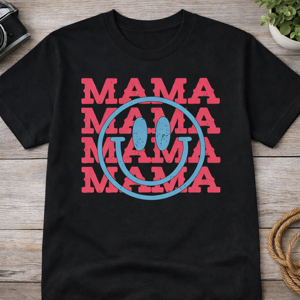Smiley Mama Shirt | Retro Happy Face Mom Graphic Tee | Cute Trendy Mama Shirt