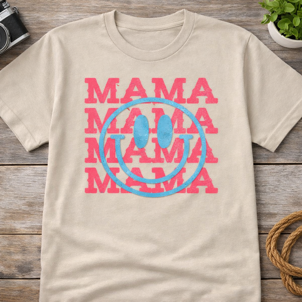 Smiley Mama Shirt | Retro Happy Face Mom Graphic Tee | Cute Trendy Mama Shirt
